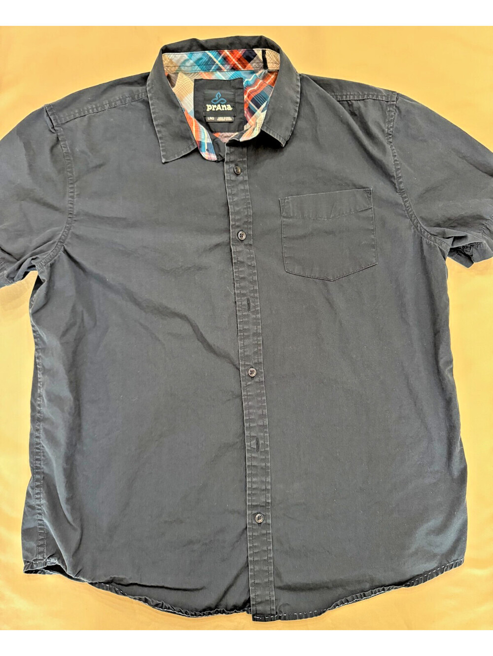 Prana Men's Short Sleeve Shirt Large Navy Blue